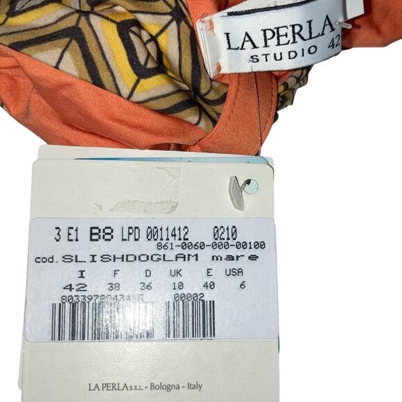 La Perla Studio Geometric Orange Tan Reversible Bikini Swim Bottom 6 - Picture 6 of 9